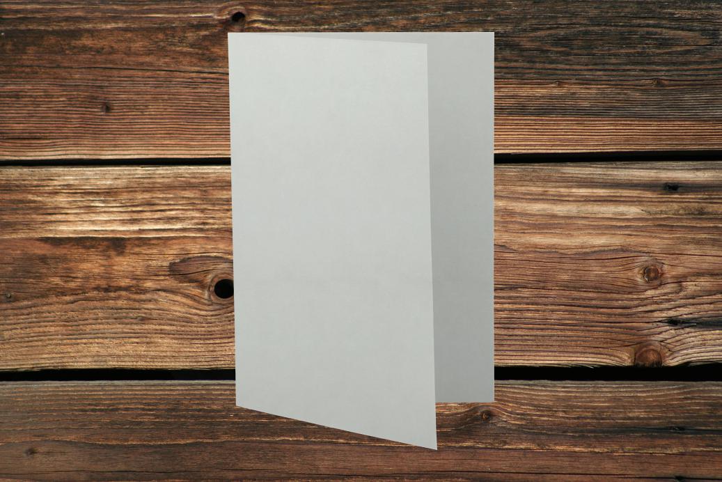 Klappkarten 80/160x130 mm hochdoppelt Delfingrau 230 g/qm